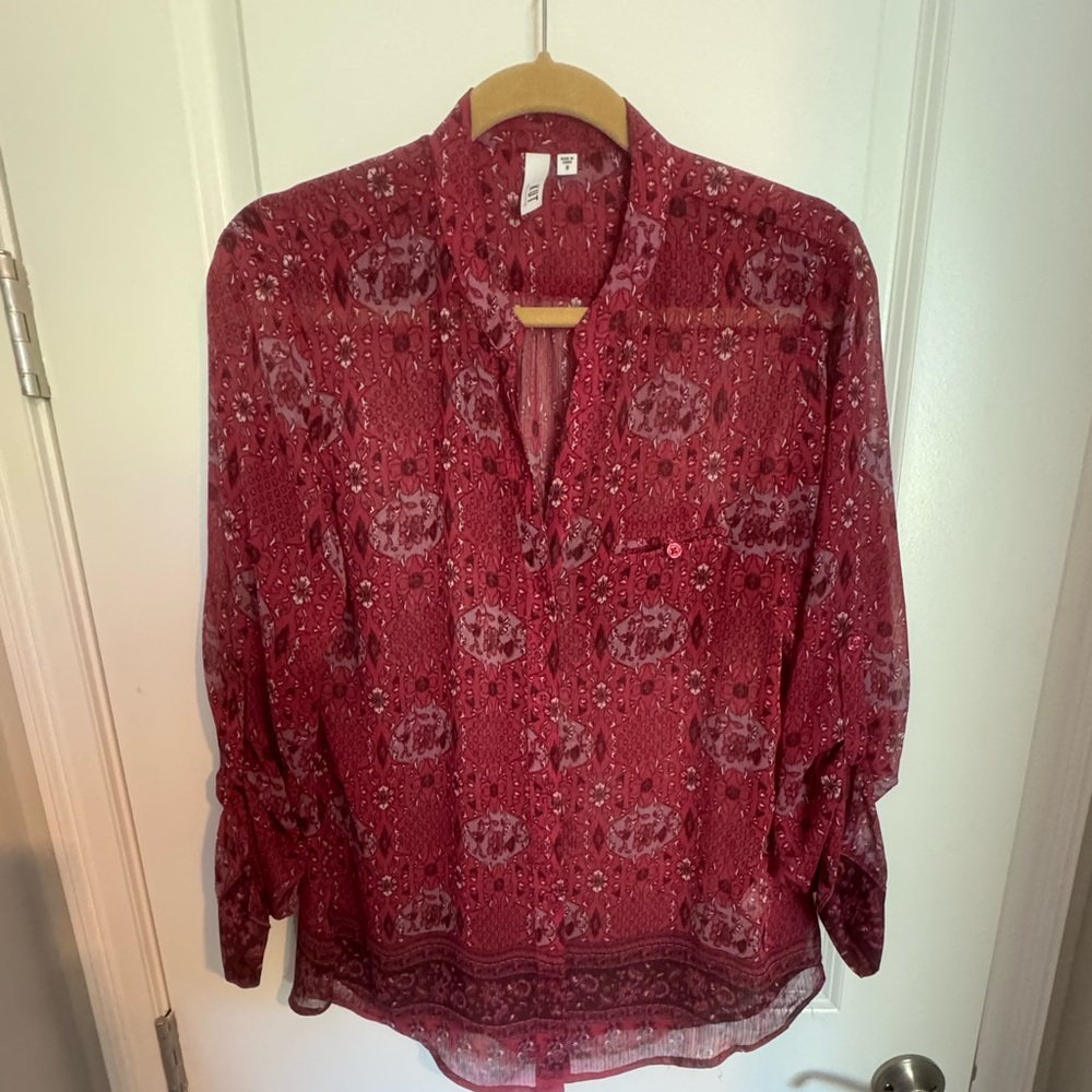 KUT sheer pink/purple/black blouse.  Worn once!